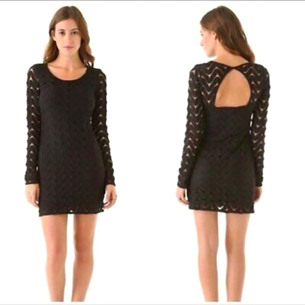 Free People Wild Thing Zig Zag Open Back Dress Sz Lg EUC